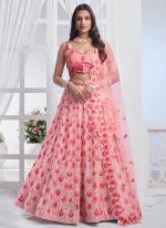 Pure Chiffon Light Orange Party Wear Embroidery Work Lehenga Choli